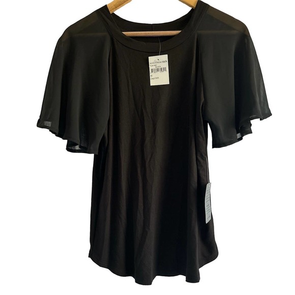 West Kei Tops - West Kei Womens Size Medium Black Short‎ Sleeve Mixed Media Blouse NEW